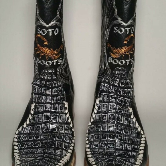 Soto cowboy boots black buckstich W9.M7 scorpion - Picture 3 of 7